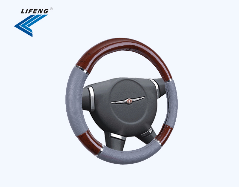 Wood Grain and Leather Comfort Steering Wheel Cover