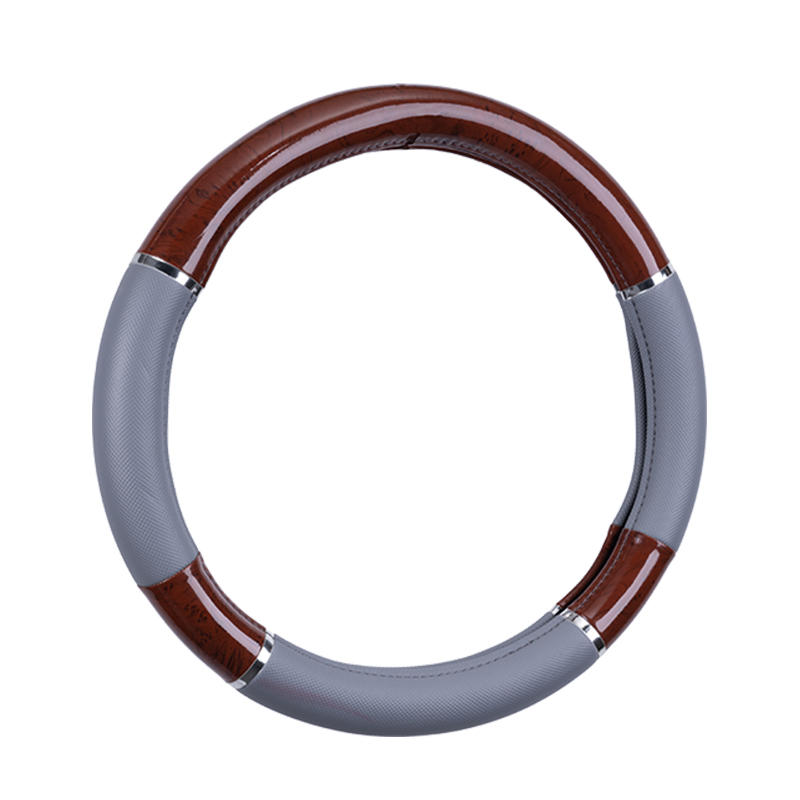 Wood Grain and Leather Comfort Steering Wheel Cover